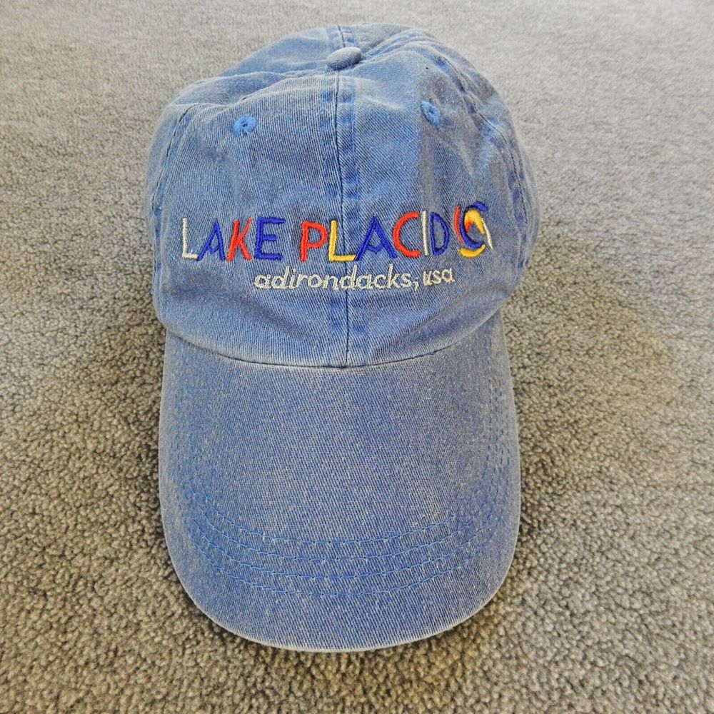 Lake Placid NY Hat Blue Adirondacks New York Empire State Games Embroidered Cap